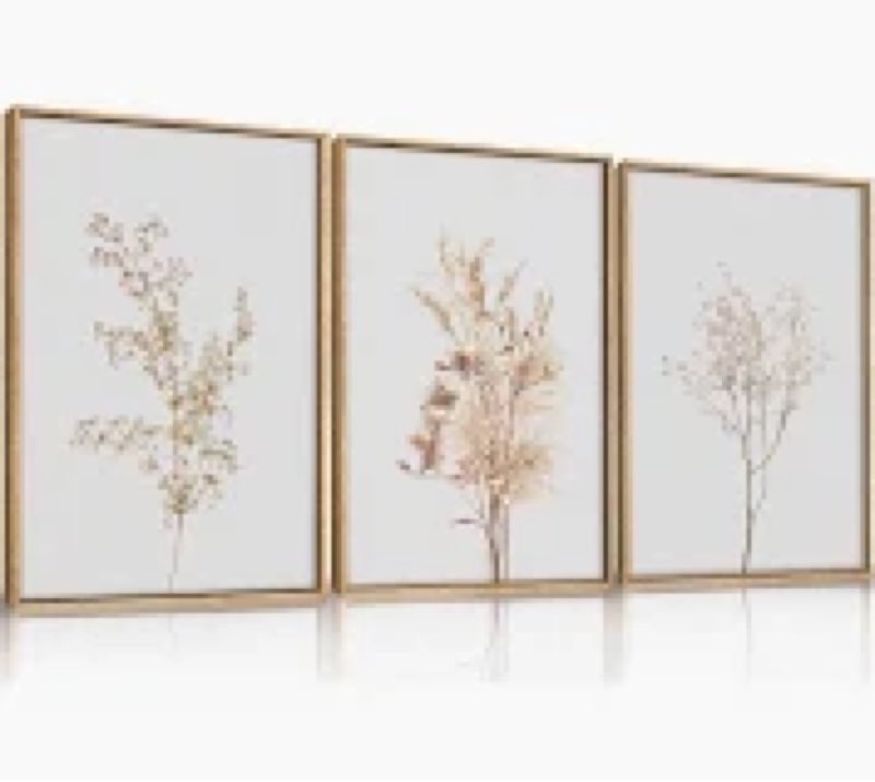 CHDITB Botanical Flower Framed Canvas Wall Art Set, Nature Wildflower Wall Decor, Boho Floral Art An