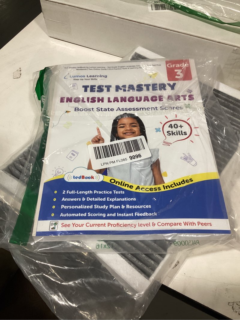 Condition photo showing New/Like New for test mastery tedbook by lumos learning - 3rd grade english language arts state (ela) test prep workbook | two online grade 3 ela practice tests & ... informational text, and language (ages 8-9)