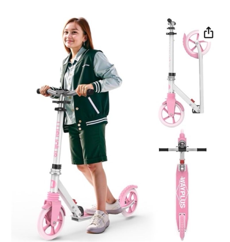 WAYPLUS Kick Scooter for Ages 6+,Kid, Teens & Adults. Max Load 240 LBS. Foldable, Lightweight, 8IN B
