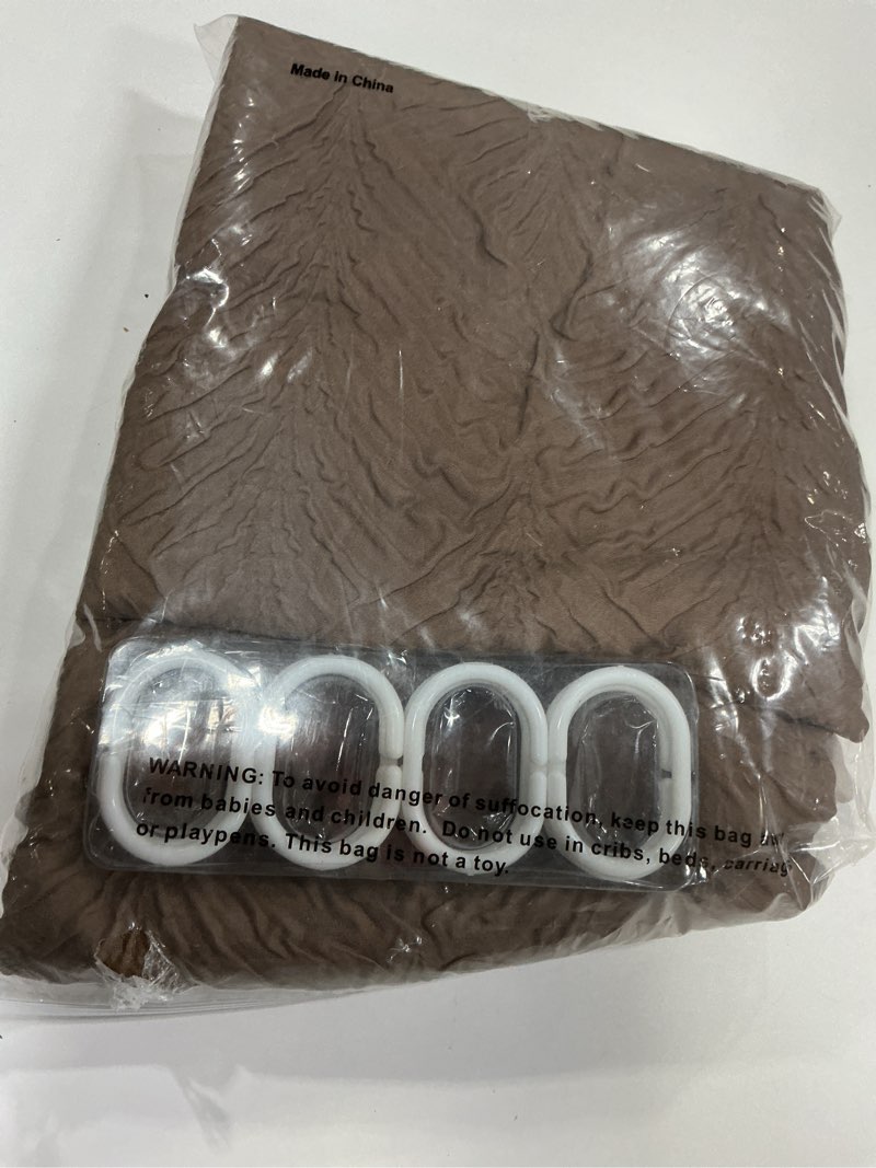 Condition photo showing Good Condition for Gibelle Ombre Brown Shower Curtain for Bathroom, 3D Embossed Textured Fabric Shower Curtain, Modern Farmhouse Chic Soft Cloth Shower Curtain Set with Hooks, 72x72 Ombre Brown 72"W x 72"L (Pack of 1)