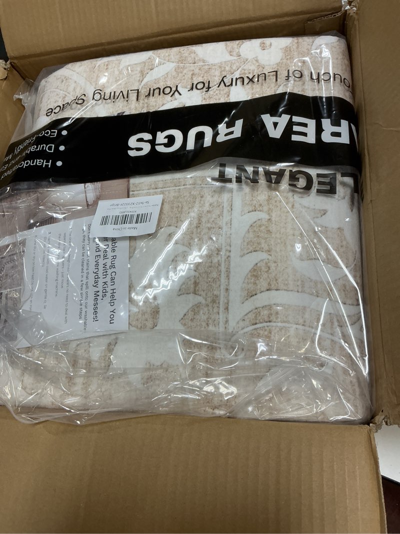 Condition photo showing New/Like New for 9x12 Washable Area Rugs for Living Room, Vintage Floral Non-Slip Low Pile Natural Rug Soft Throw Large Carpet for Dining Room Bedroom Farmhouse Home Office (Beige, 9'x12') 9' x 12' (Rectangular) Beige