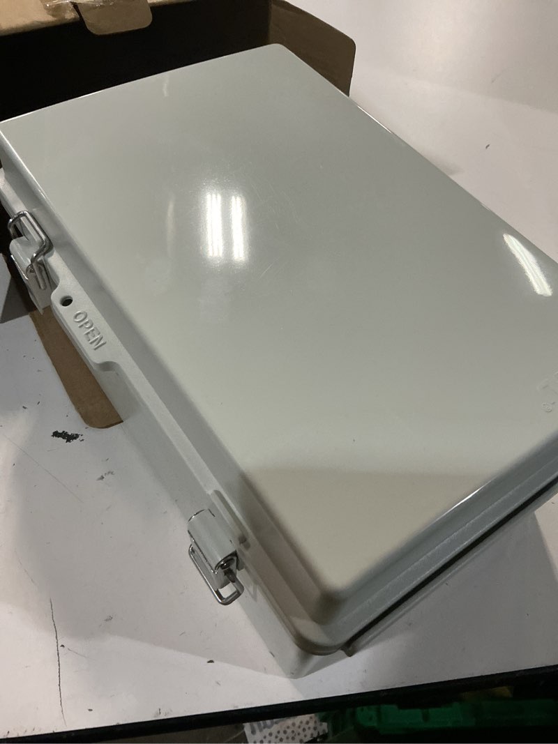Condition photo showing New/Like New for qilipsu ul94-v0 outdoor electrical box 11.4"x7.5"x5.5" pro waterproof junction box weatherproof pc/abs alloy plastic ip67 project electric enclosure grey hinged door 11.4"x7.5"x5.5" grey door