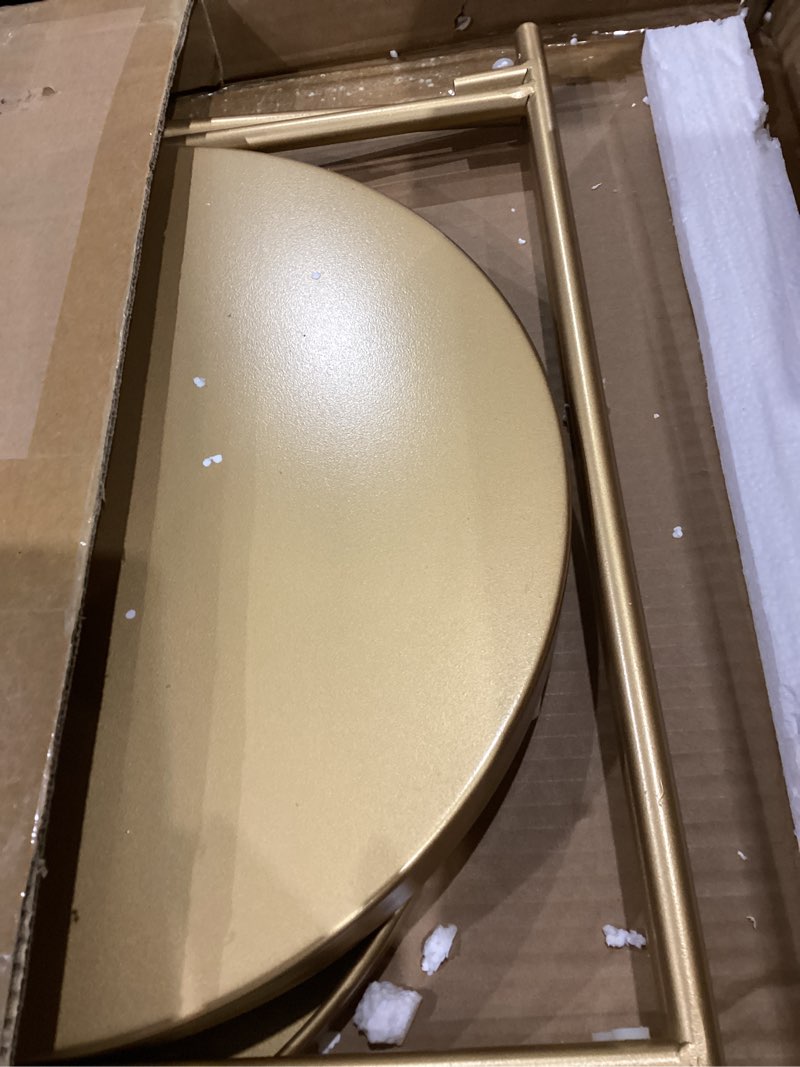 Condition photo showing Good Condition for vasagle round side table, glass end table with metal frame, gold coffee table with modern style, for living room, balcony, bedroom, gold color gold 1