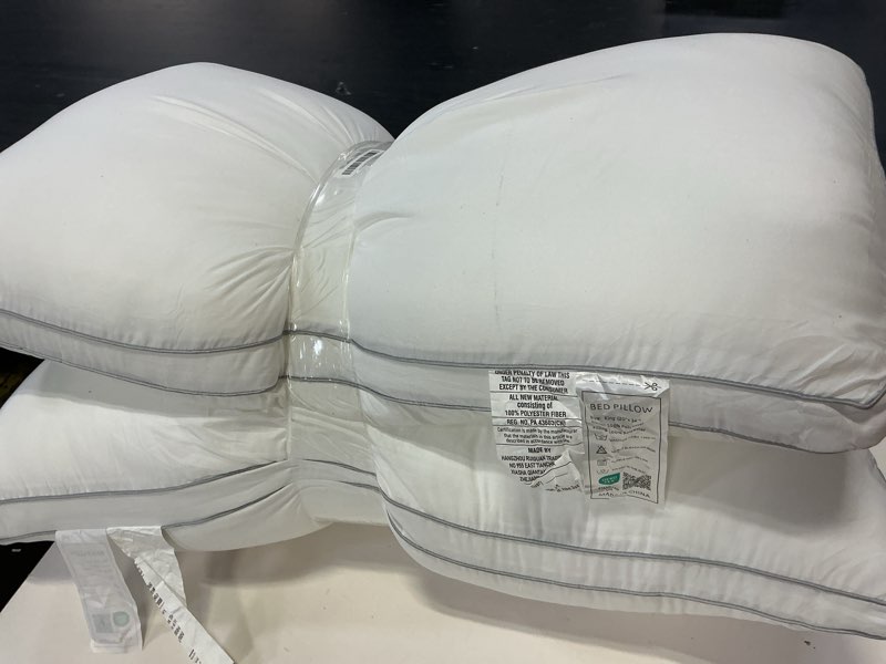 Condition photo showing Good Condition for pillows king size set of 2, gusseted bed pillows for sleeping 2 pack, luxury hotel quality, supportive king pillow with soft down alternative for back stomach side sleepers,machine washable