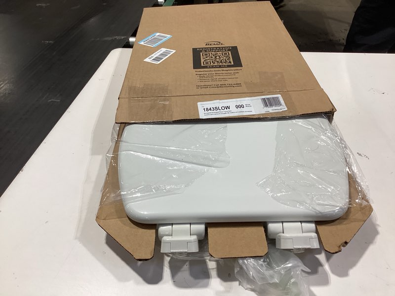 Condition photo showing Good Condition for mayfair linden slow close toilet seat, non slip heavy duty wood, easy install, elongated, white