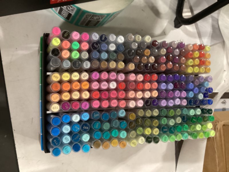 Condition photo showing As Is for guangna 240 acrylic paint markers, brush tip acrylic paint pens, quick-drying waterproof ink, for rock painting plastic wood canvas glass ceramic metal art crafts supplies gift 240 colors