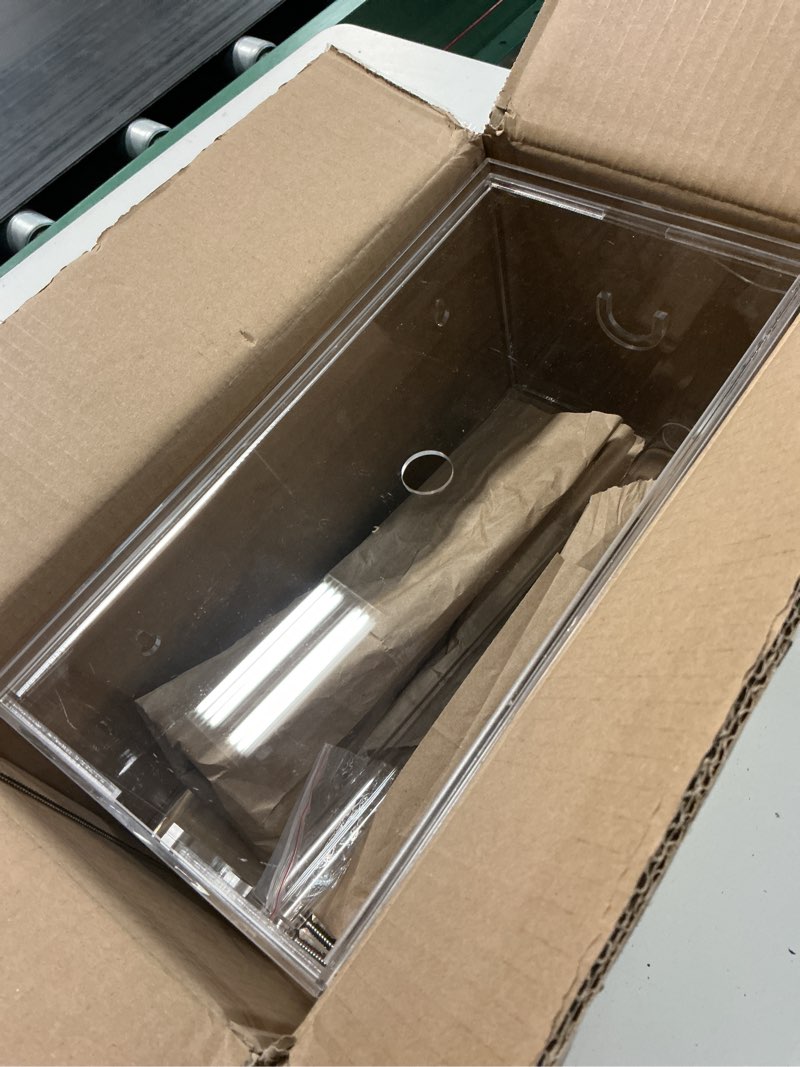 Condition photo showing Good Condition for kitchen paper towel holder with lid wall mount acrylic hanging paper towel dispenser and storage box for bathroom with shelf, prevent from water and dust, clear