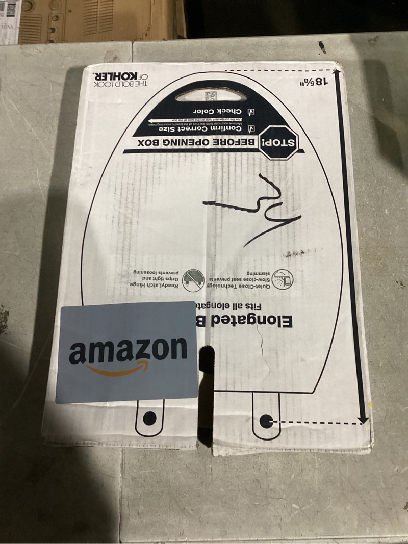 Condition photo showing Good Condition for KOHLER 4636-RL-0 Cachet ReadyLatch Elongated Toilet Seat Slow Close, Soft Close Toilet Seat Quiet Lid, Contoured Grip-Tight Bumpers Installation Hardware, Apartment Essentials, White White Elongated Ready Latch