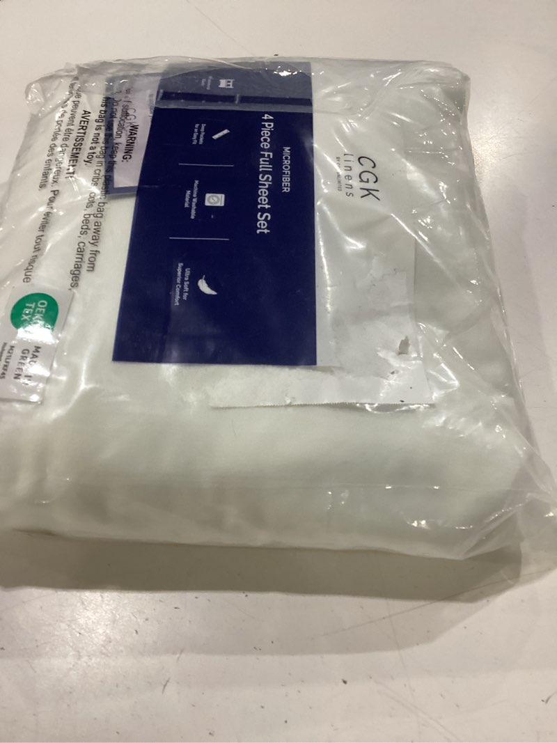 Condition photo showing New/Like New for Full Size 4 Piece Sheet Set - Comfy Breathable & Cooling Bed Sheets Set - Hotel Luxury Bedding for Women, Men, Kids, Teens, Boys & Girls - Deep Pockets, Soft, Wrinkle Free - Oeko-Tex - Antique White 02 - Antique White Full