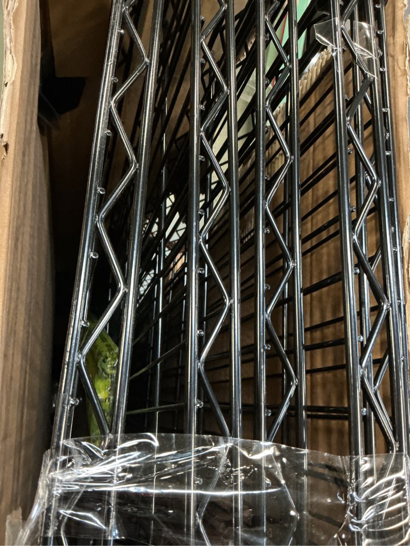 Condition photo showing Good Condition for 5-Shelf Adjustable Metal Shelf Wire Shelving Unit Heavy Duty Storage Rack Display Shelf for Office,Kitchen,Bedroom,Bathroom,Laundry,Pantry Basement,Garage(Black,48" L x 18" W x 72" H) 48"L x 18"W x 72"H Black