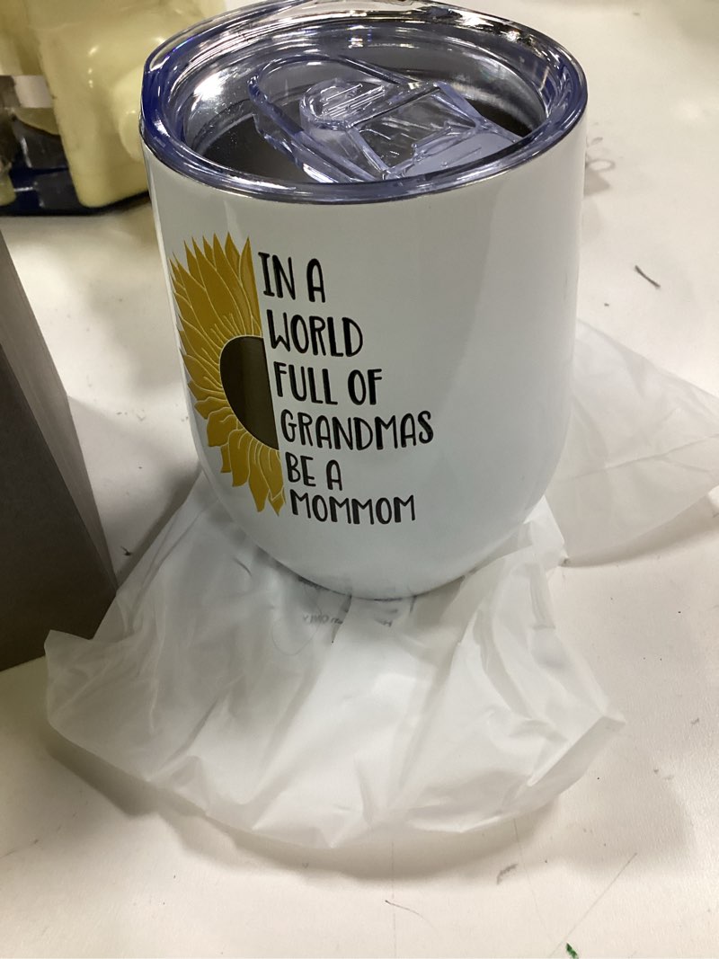 Condition photo showing Good Condition for Onebttl Mommom Gifts, Sunflower Grandma Gifts, 12oz Stainless Steel Insulated Tumbler for Sunflower Lovers, Perfect for Mother's Day, Birthday