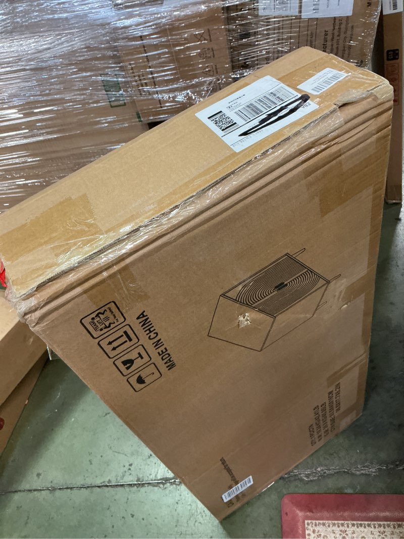 Condition photo showing New/Like New for Smuxee Walnut Sideboard Cabinet, Freestanding Buffet Cabinet with Line Groove Design, Wood Storage Cabinet with Adjustable Shelf for Living Room, Entryway, Hallway