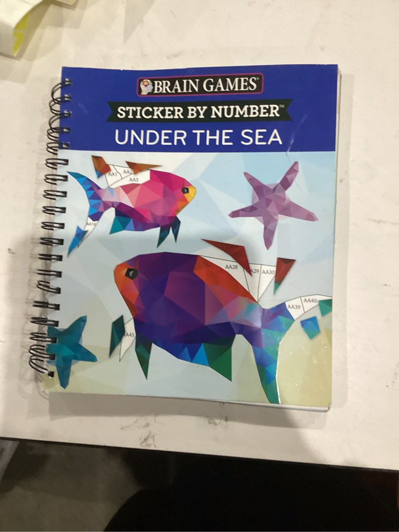 Condition photo showing New/Like New for Brain Games - Sticker by Number: Under the Sea - 2 Books in 1 (42 Images to Sticker)