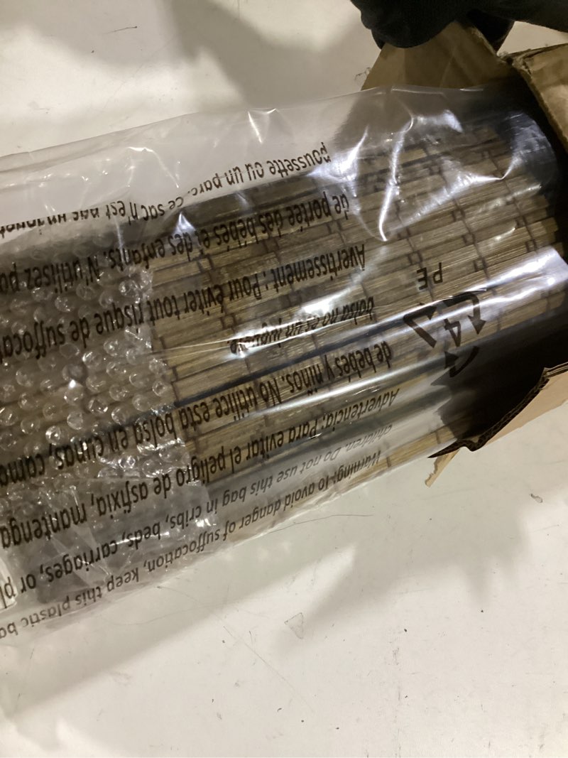 Condition photo showing Good Condition for unishades cordless bamboo roman shades for windows, blinds size (39" w ×64" h) colour (highfield teak) ?room darkening?highfield teak 39" w × 64" h