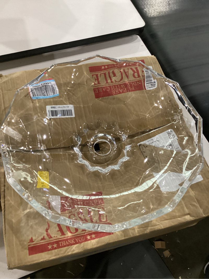 Condition photo showing New/Like New for transparent glass vessel sink in washbasin sink | vanity countertop sink with pop up drain |wf-la706