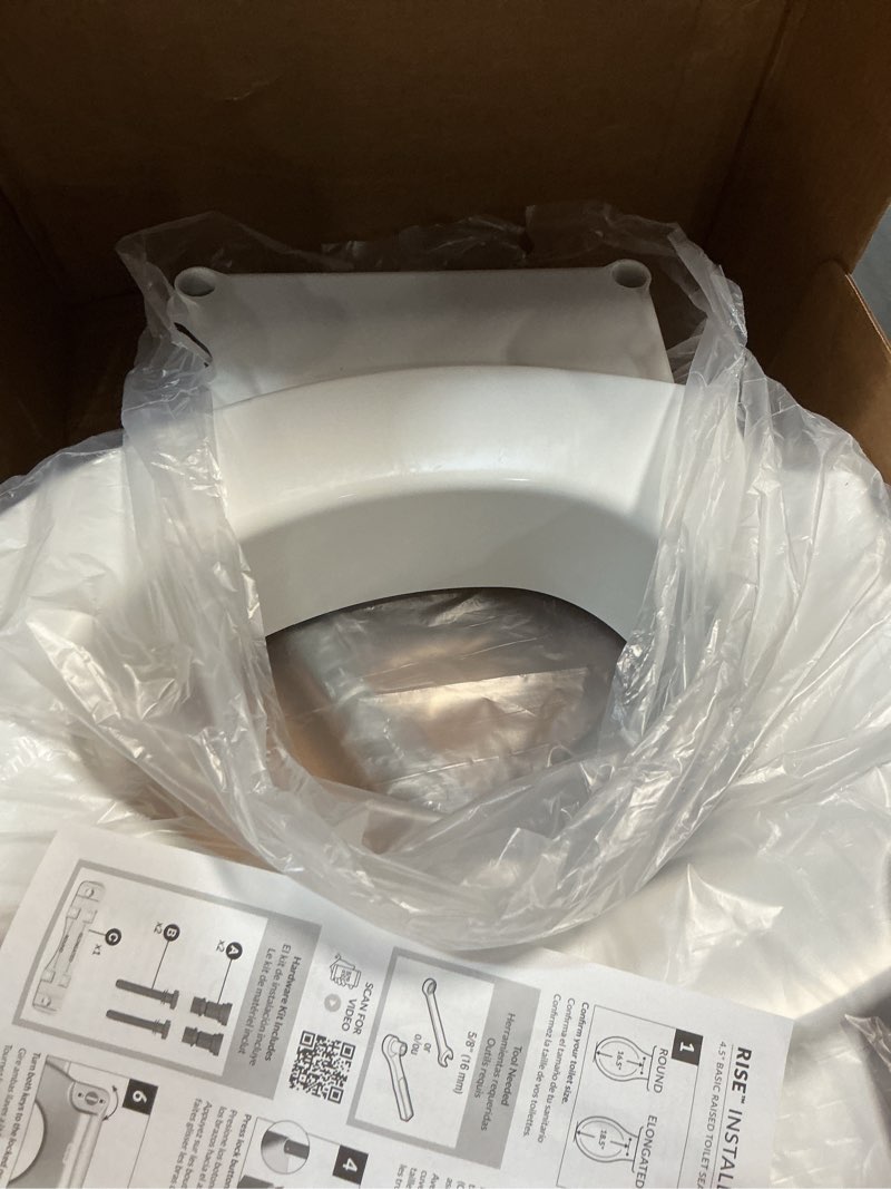 Condition photo showing Good Condition for Bemis Rise 4.5" Raised Toilet Seat with Support Handles, Hinges Never Loosen, Fits Round and Elongated Raised Seat with Handles