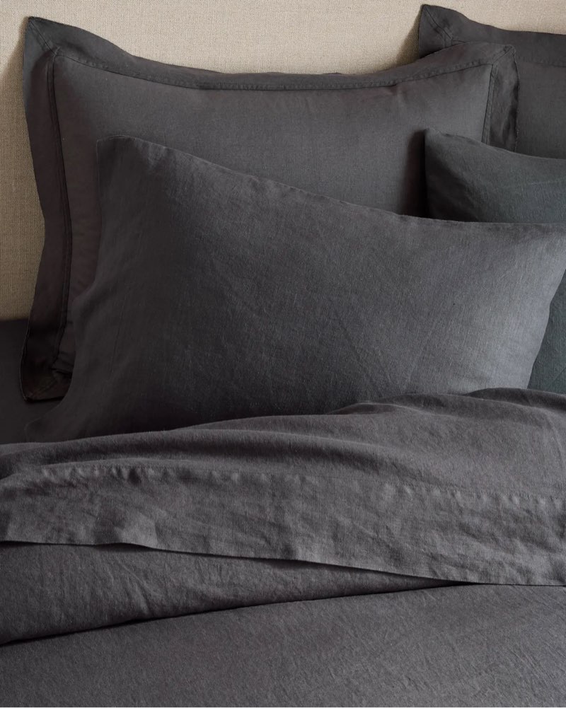 european linen double flange duvet cover (size: full/queen color night fall )