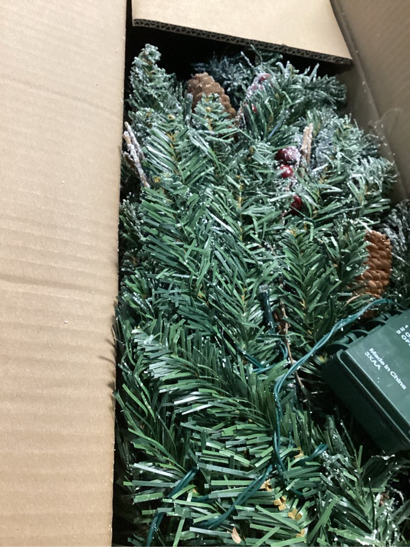 Condition photo showing Good Condition for 2Pcs Pre-Lit Christmas Tree, 2FT Artificial Christmas Tree Decorated with Pine Cones, Snow, Red Berries, Battery Operated for Porch,Entrances Tabletop