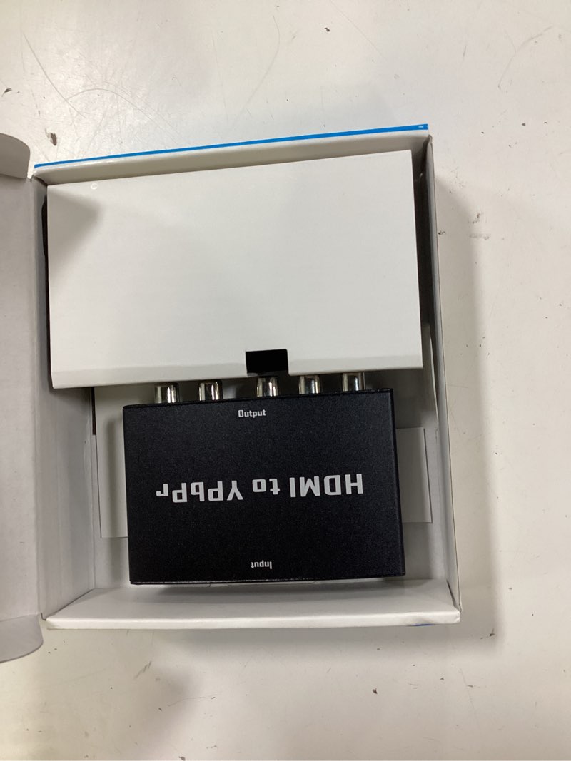 Condition photo showing As Is for hdmi to component converter, hdmi to ypbpr 5rca rgb + r/l converter v1.4 with r/l audio output support for macbook, blu-ray, dvd, ps4, dvd, psp, xbox 360 black-1