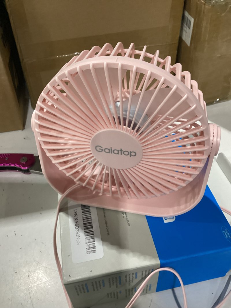 Condition photo showing Good Condition for gaiatop usb desk fan, 3 speeds strong airflow, 5.5 inch portable 90° rotate quiet cooling, small personal table fans for bedroom home office travel pink