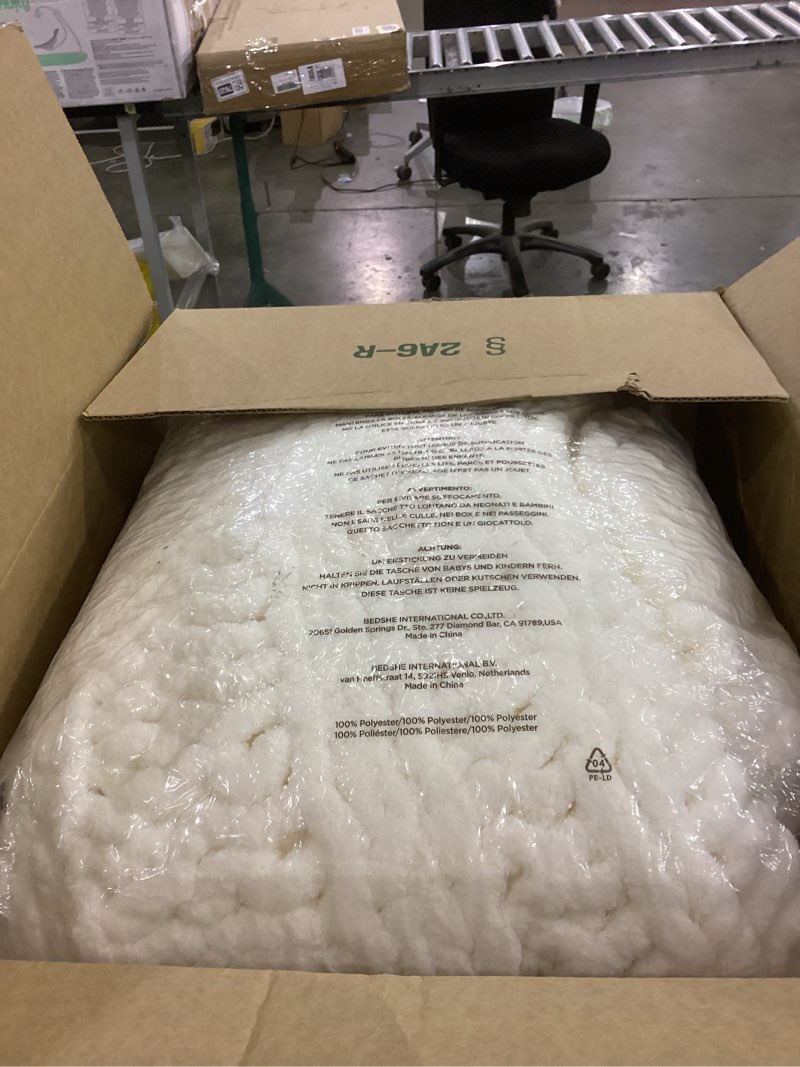 Condition photo showing As Is for Bedsure Chunky Knit Throw Blanket for Couch - 100% Hand Knitted, 5.06 lbs GentleSoft Blanket with Gi