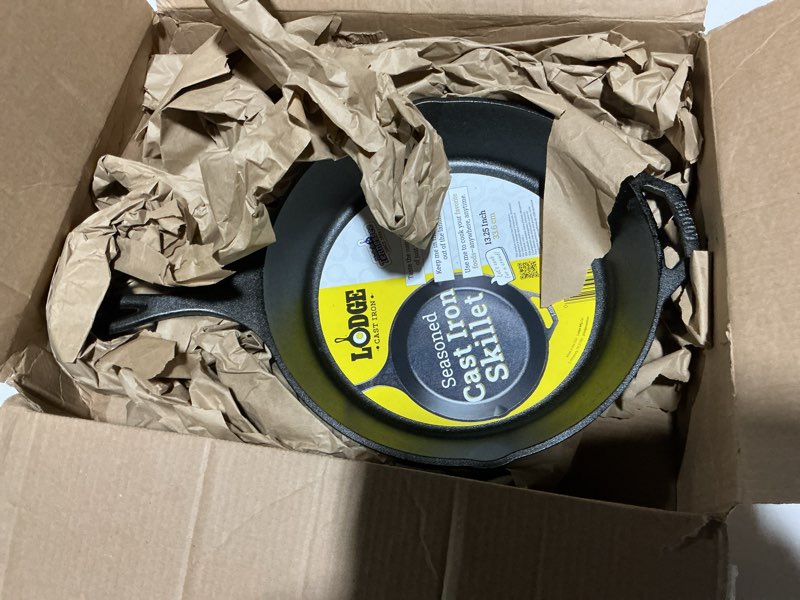 Condition photo showing Good Condition for Lodge Seasoned Cast Iron Skillet - PFAS-Free, Non-Toxic Cookware - Use with an Oven, Stove, Grill, or Campfire - Naturally Non-Stick & Oven Safe - 13.25 Inches 13.25 Inch (1 Count)