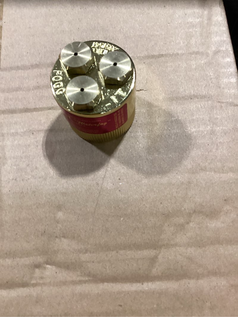 Condition photo showing New/Like New for dramm fogg-it mist spray nozzle with brass jets & body, perfect for delicate seedlings & raising humidty for wilting plants, brass 1pack