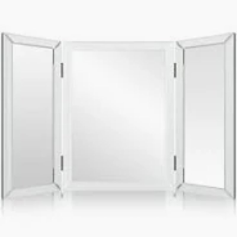 Houseables 3 Way Mirror, Trifold Mirror, Trifold Vanity, Three Way Folding, Tri Fold, For Braiding H