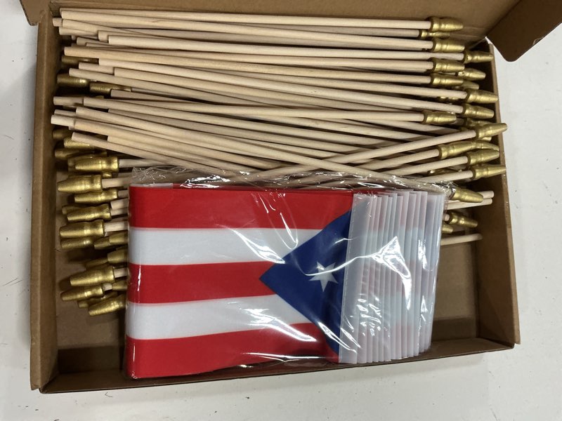 Condition photo showing Good Condition for 100 pack puerto rico mini flags small hand held stick flags puerto rican party decorations flag with wooden pole for outdoor parades sports events patriotic (4 x 6 inch) 100 4 x 6 inch