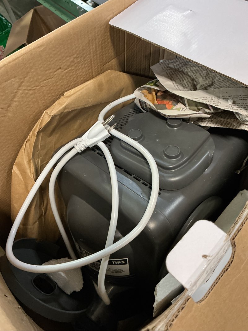 Condition photo showing As Is for greenpan frost ice cream maker & slushie machine, soft serve, sorbet, margaritas, milkshakes, frozen yogurt, no pre-freezing, ready in 15 mins, 6 modes, 7 textures, self-cleaning, family size, gray 4 pint ice cream & frozen drink maker licorice gray