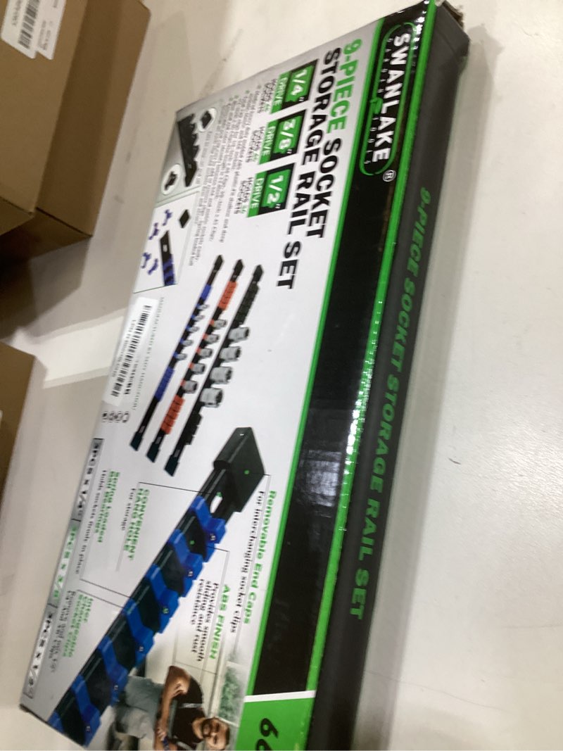 Condition photo showing Good Condition for swanlake organizer socket holder, 9pcs 1/4-inch x 48 clips, 3/8-inch x 45 clips, 1/2-inch x 36 clips, premium quality socket clip rail holder (9pc)