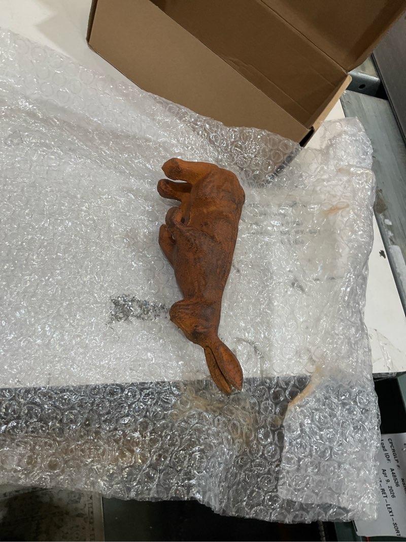 Condition photo showing Good Condition for sungmor cast iron rabbit statue,rustic rust heavy duty animal collection sculpture, paperweight, doorstop, adorable garden figurine - standing rabbit statue stand rabbit - rust