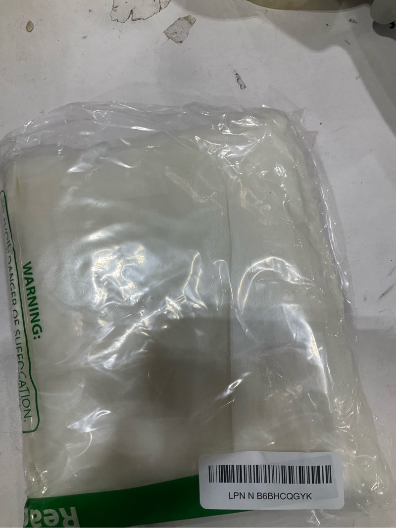 Condition photo showing New/Like New for OVZME Ivory Sheer Kitchen Curtains 42 X 36 Inch Length 2 Panels, Semi Sheer Drapes Light Filtering Bathroom Window, Jacquard Clip Leaf Pattern Short Curtains for Small Window Tiers 42"W x 36"L (Pack of 2) Beige