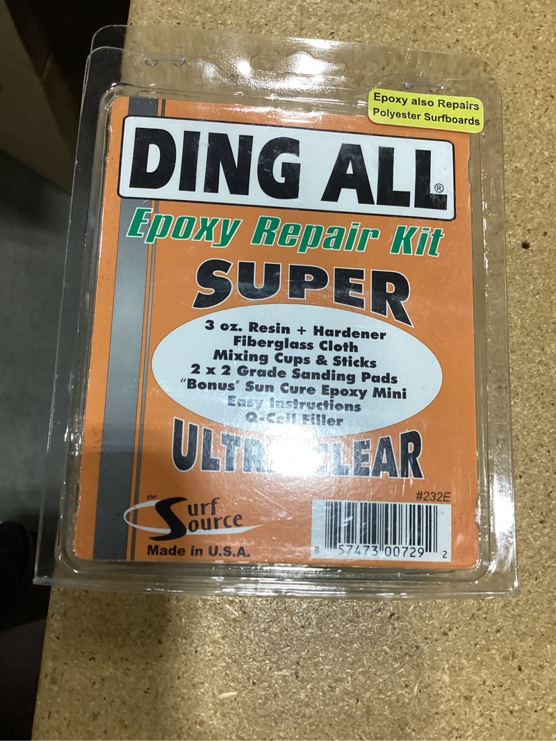 Condition photo showing New/Like New for ding all 3 oz (84ml) super epoxy repair kit for small to medium size epoxy and polyester surfboards repairs
