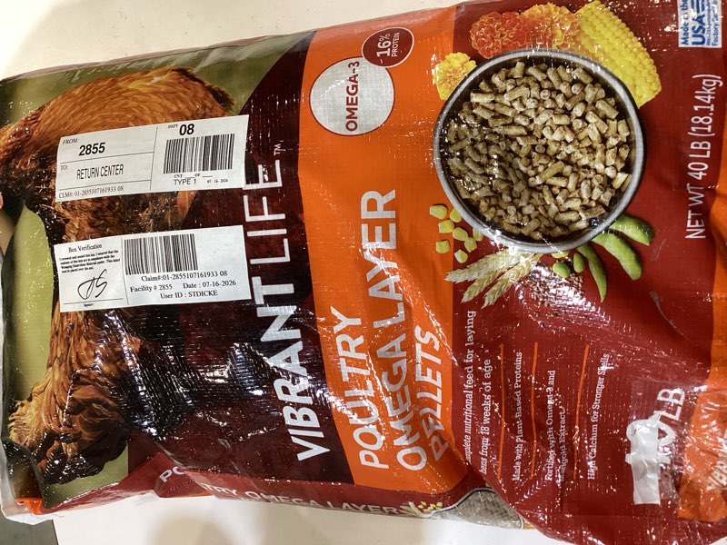 Condition photo showing Good Condition for chicken layer feed pellets, 16% protein, 40lb, made in usa | supports consistent egg production, strong eggshells, calcium absorption & vitamin d3, ideal for backyard flocks layer pellets 40lb (pack of 1)