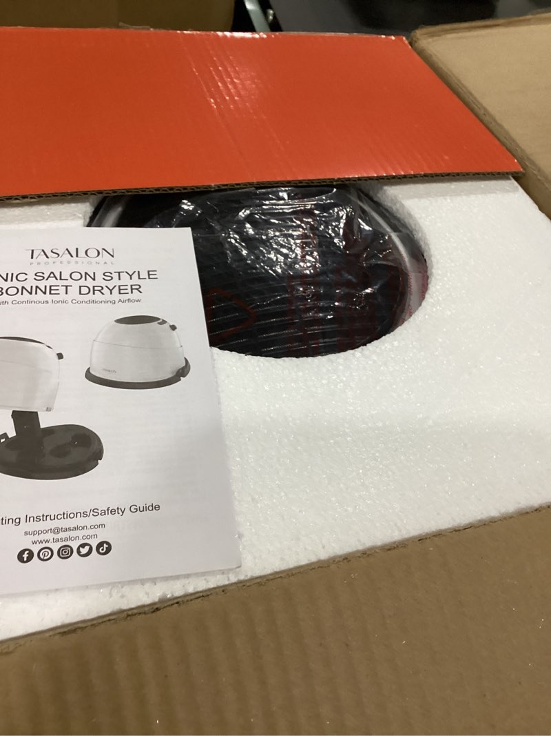 Condition photo showing As Is for TASALON 1875W Ionic Hooded Hair Dryer Bonnet with 3 Heating Settings, Professional Sit Under Hair Dryers for Women with Ceramic Technology, Portable Hair Dryer with Hood, Hooded Dryer for Home & Salon