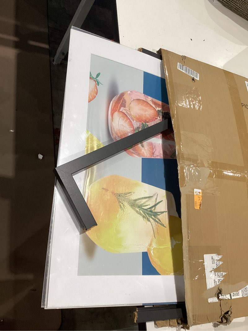 Condition photo showing As Is for threelove 24x24 frame black, display picture 20x20 with mat or 24x24 without mat, photo poster picture frame wall mounting home decor, 1-pcs 24x24 black-1pcs