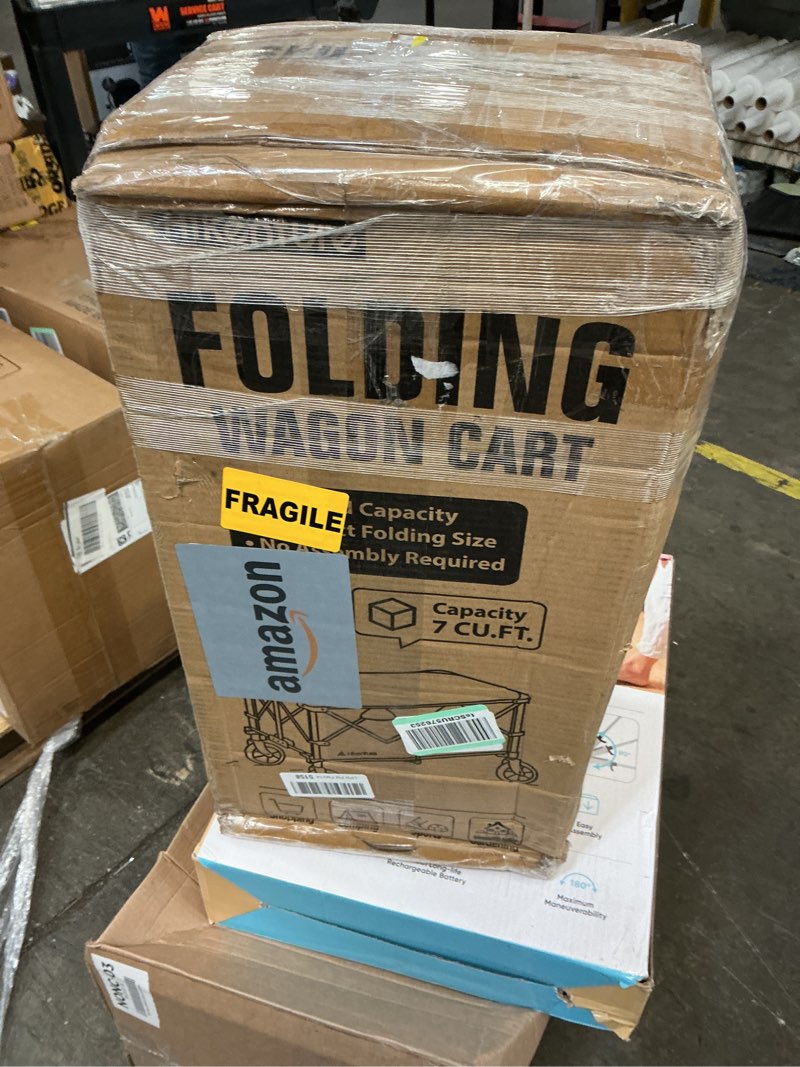 Condition photo showing As Is for Hikenture Collapsible Wagon - 330LBS Capacity, Extra Large Foldable Wagon with All-Terrain Wheels, Utility Beach Cart for Outdoor Garden Black