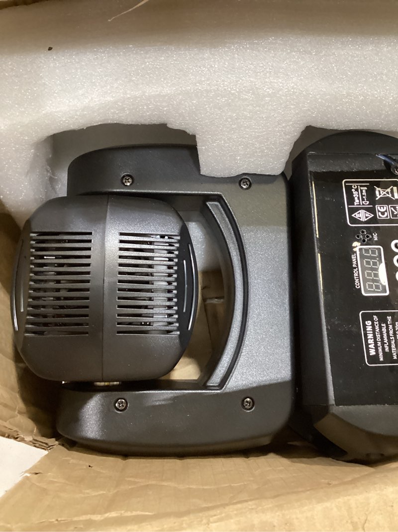 Condition photo showing As Is for holdlamp 120w moving head dj lights,18-facet prism stage lighting 8 gobos and 8 colors spotlight with dmx and sound activated modes for wedding parties church live band show bar 120w- 1 pack