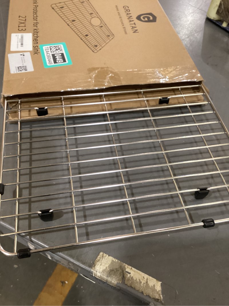 Condition photo showing New/Like New for sink protectors for kitchen sink, stainless steel protective grid 27 1/2 x 13 1/2, sink rack for bottom of sink