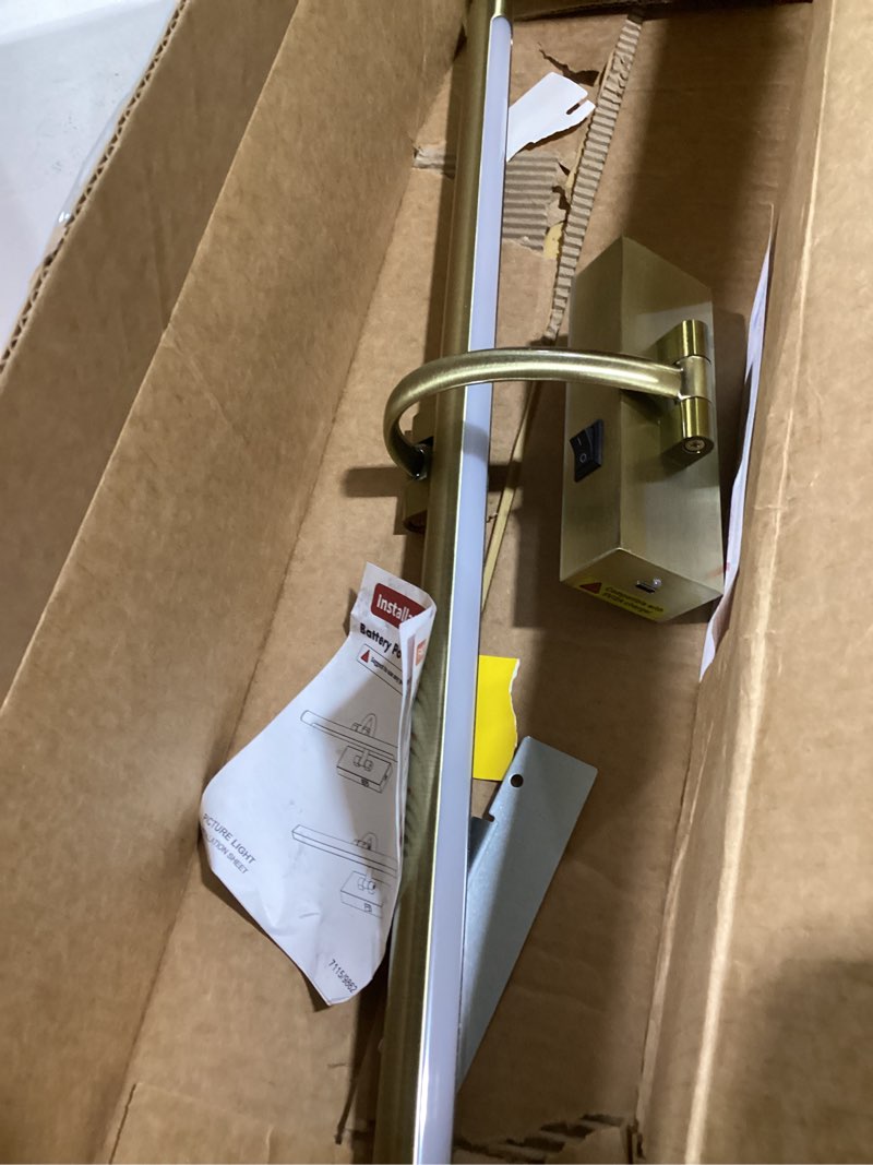 Condition photo showing As Is for Wireless Picture Lights Rechargeable Gallery Lighting Battery Picture Frame Light with Remote and Timer, Adjustable Art Light for Paintings, Portraits, Antique Bronze Finish 24'' Inch 5W 2700K Antique Bronze 24 Inch