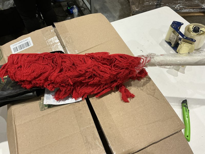 Condition photo showing As Is for the original california car duster detailing kit with plastic handle, model number: 62445 , red