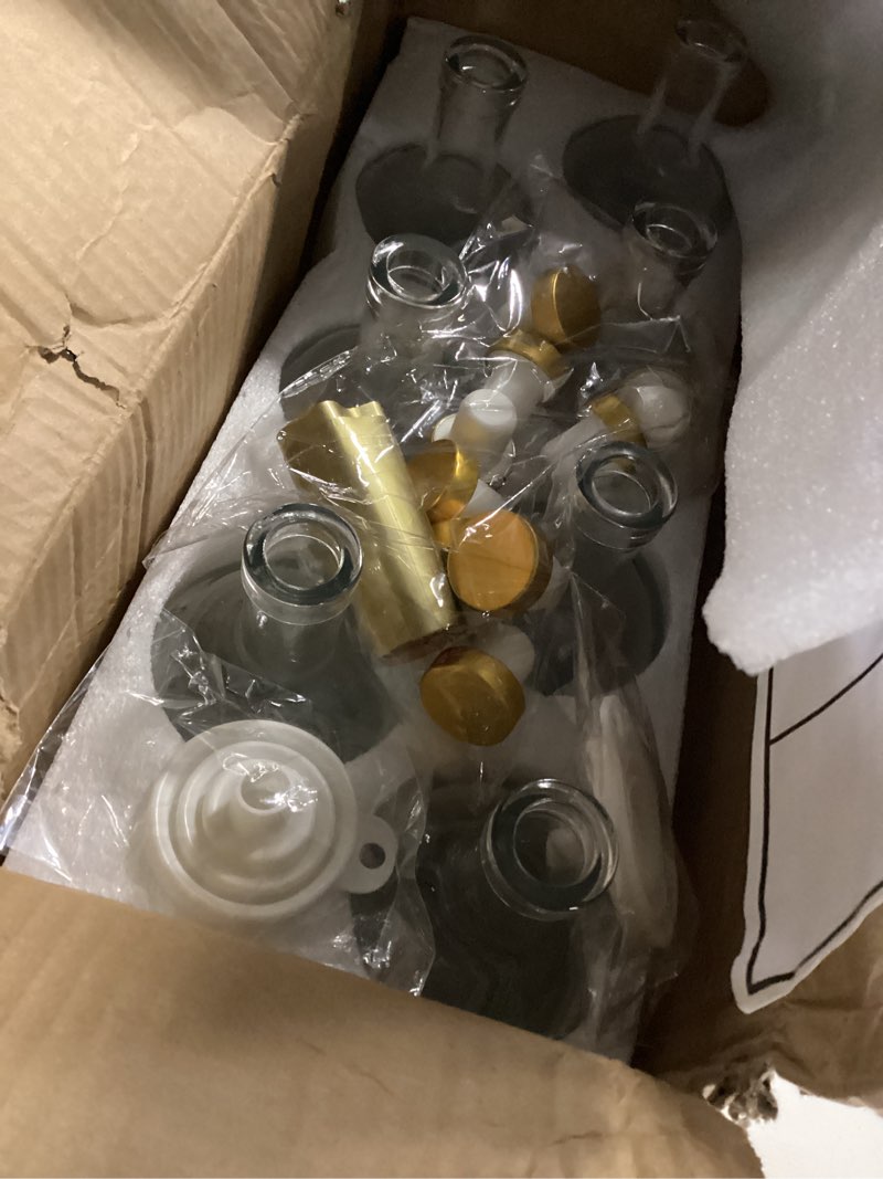 Condition photo showing Good Condition for tbwind 7 pack 16oz/500ml clear glass bottles with t-top cork stoppers | hick heavy base airtight wine & liquor bottles. ideal for beverages, whiskey, oil, vinegar, wedding favors & crafts clear 16oz/ 500ml