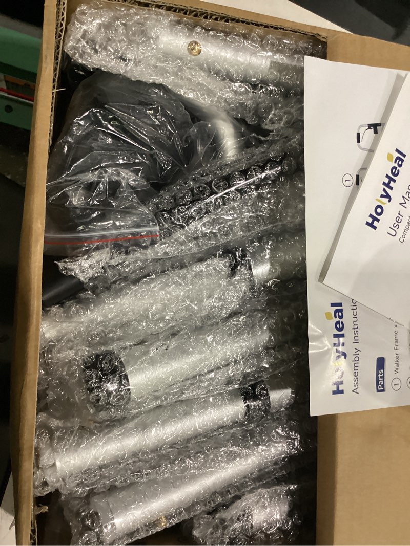 Condition photo showing New/Like New for folding walkers for seniors with 2 skis and 5" wheels, lightweight adult rolling walker, supports up to 350 pounds, adjustable height, aluminum standard walker, silver silver walker with skis