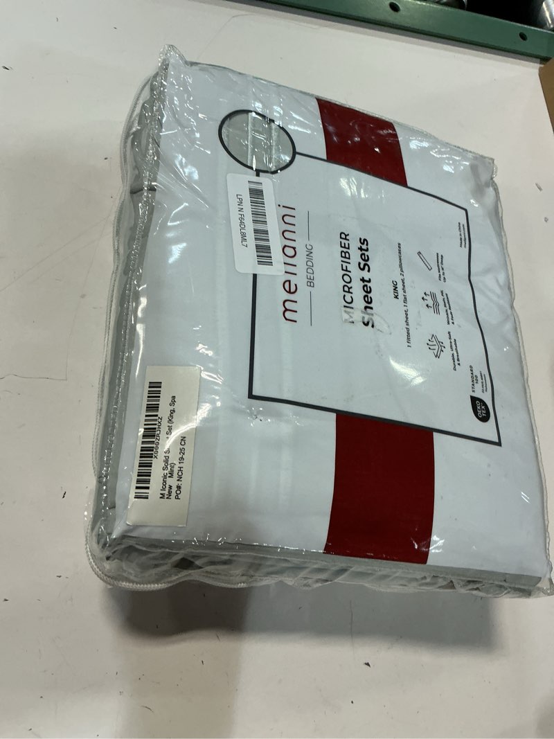 Condition photo showing New/Like New for mellanni king sheets set - 4 pc iconic collection bedding - hotel luxury, extra soft, cooling bed sheets - wrinkle, fade, stain resistant (king, spa mint) 1284 spa mint king