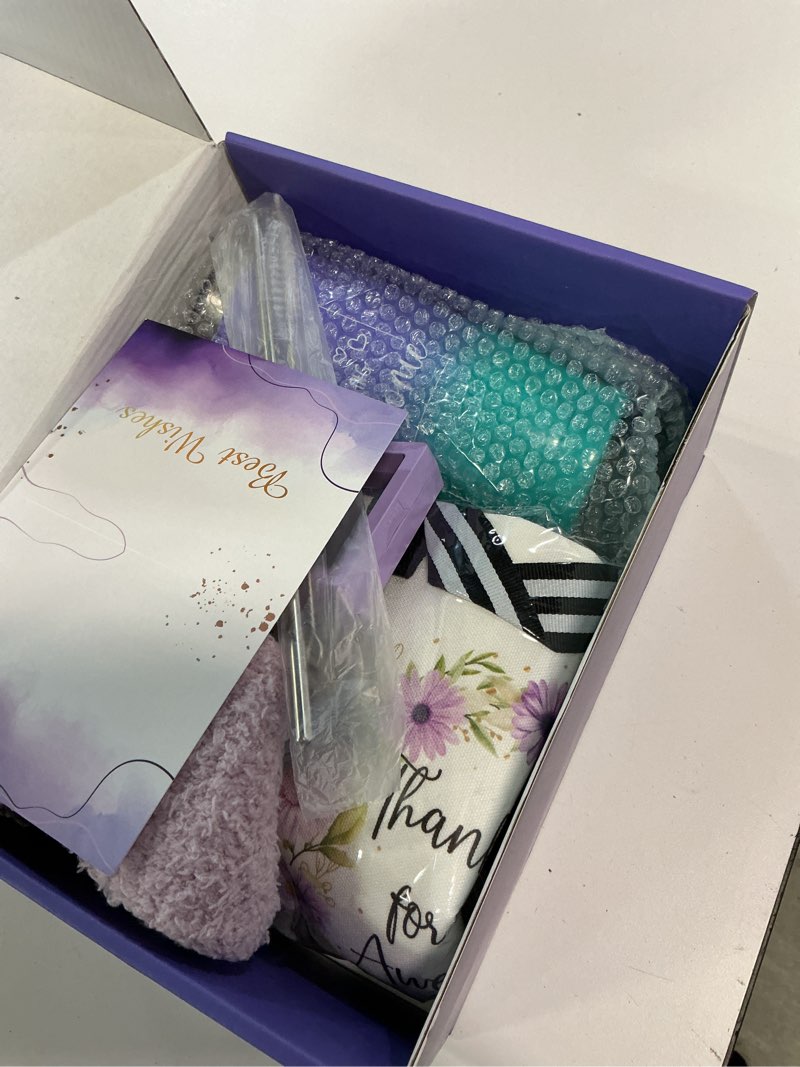 Condition photo showing New/Like New for Thank You Gifts for Women, Employee Appreciation Office Gifts for Coworkers, Christmas Gift Baskets for Employees Teacher Nurse Boss Mom Her w/Canvas Tote Bag Acrylic Decor