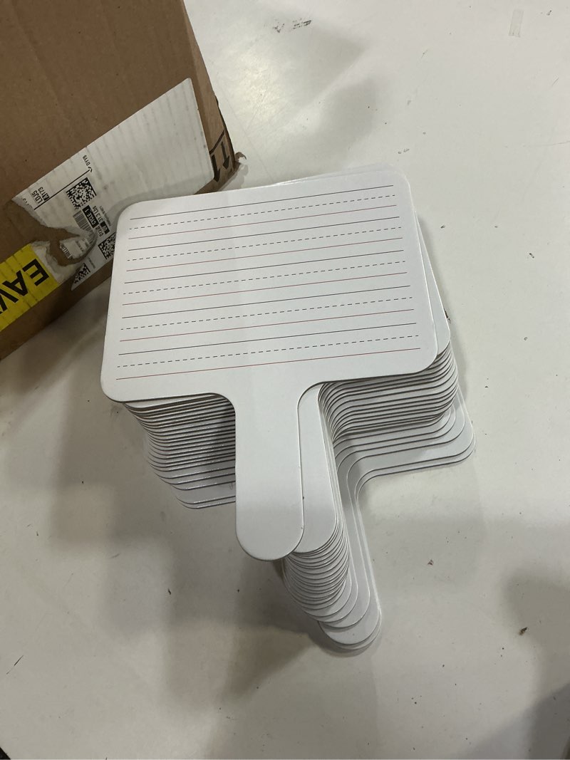 Condition photo showing Good Condition for Epic Creations Dry Erase Paddles - 24 Pack 8.11 x 6.14 Inches - Double Sided Handheld Whiteboard - Dry Erase Signs - Hand Held White Board - Auction Paddles - White Board Paddles,Hand Dry Erase Board
