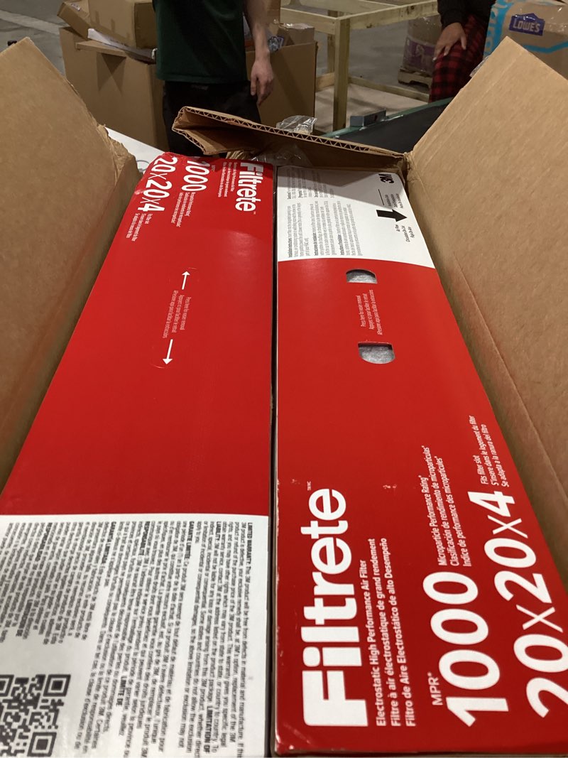 Condition photo showing New/Like New for filtrete 20x20x4 ac furnace air filter, mpr 1000, merv 11, fits honeywell, allergen defense, electrostatic air cleaning filter, 2-pack (actual size 19.88 x 19.88 x 4.31)