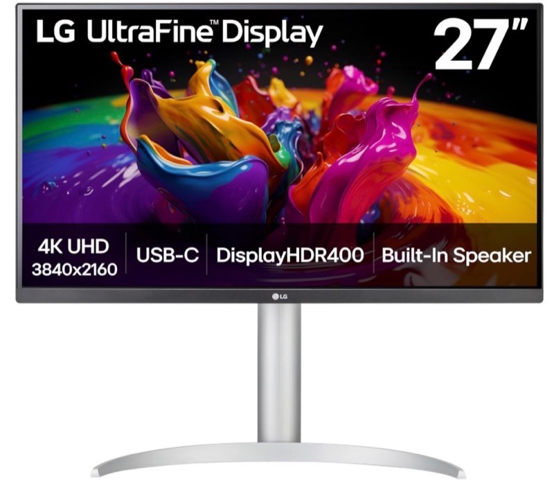 lg 27up850k-w 27-inch ultrafine 4k uhd (3840 x 2160) ips computer monitor, 60hz, 5ms, displayhdr 400