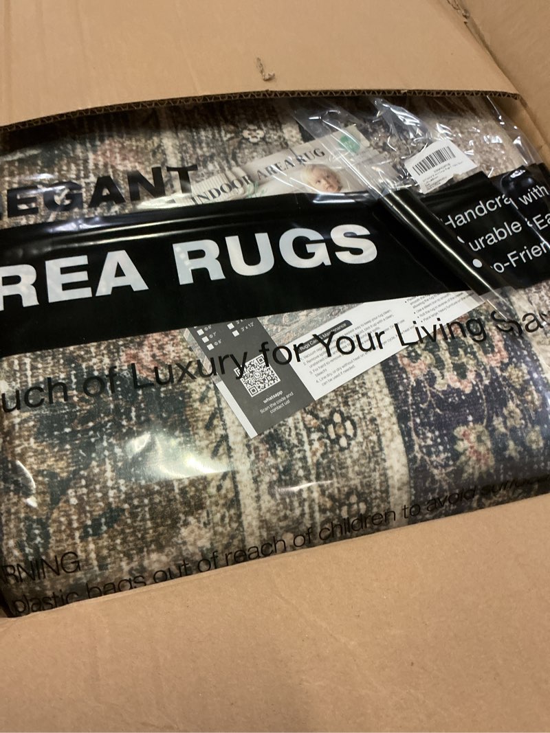 Condition photo showing New/Like New for WITSHOCK 8x10 Large Rugs for Living Room - Boho Modern Vintage Moody Retro Antique Neutral - Low Pile Washable Non-Slip - Rug for Bedroom Dining Room Nursery Kids Playroom Indoor Decor, Olive&Brown 8' x 10' (Rectangular) Olive Green&brown